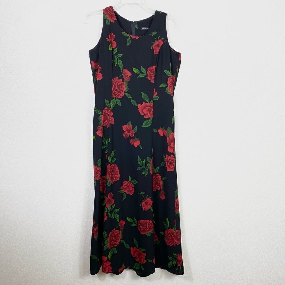 Vintage Piano Black & Red Rose Floral Midi Dress